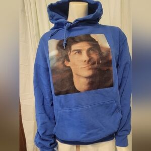 Vampire‎ Diaries Damon Salvatore Hoodie M Blue With Graphic Face Of Damon